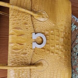 Charles Calfun Gold Colored  Crocodile Handbag
